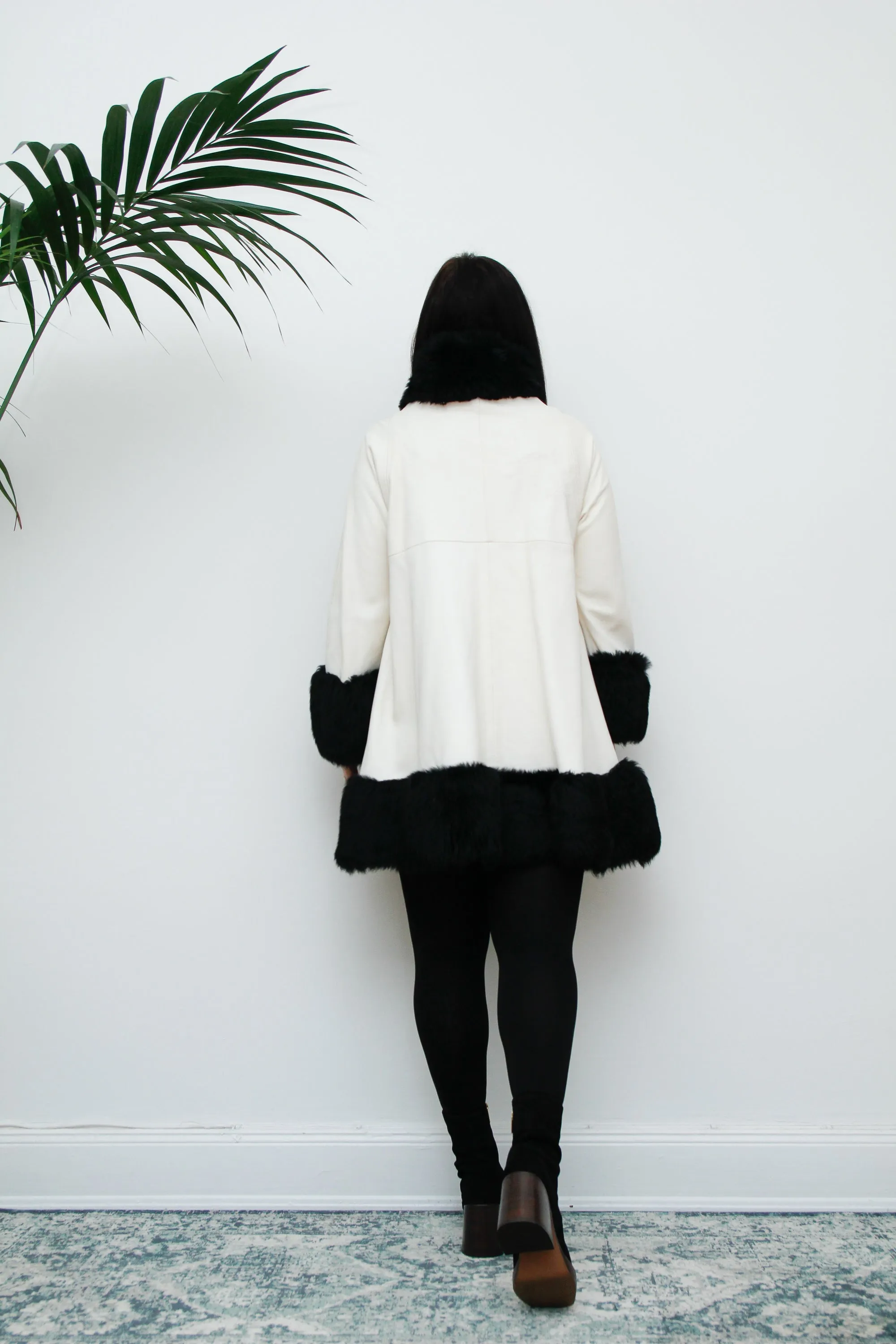 1960's White Mod Swing Penny Lane Leather Sheepskin Coat