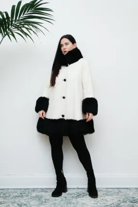 1960's White Mod Swing Penny Lane Leather Sheepskin Coat
