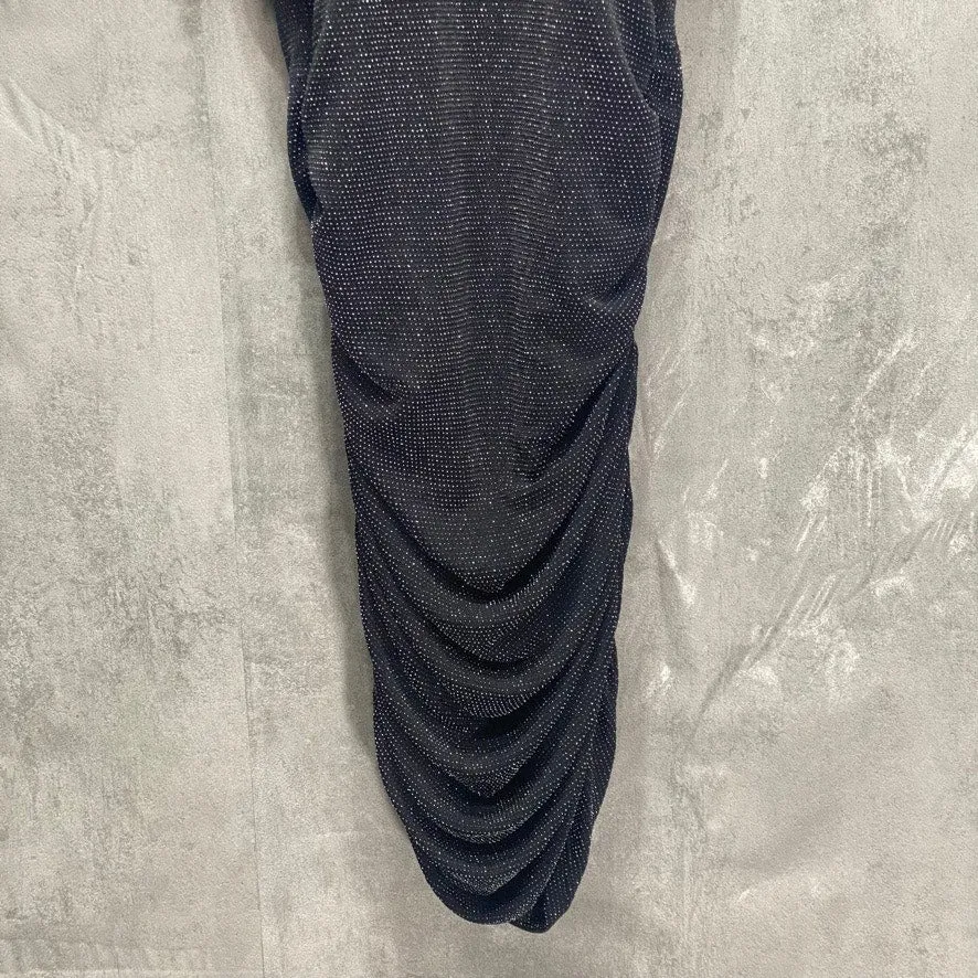 ALMOST FAMOUS Junior's Black Metallic Cowelneck Bodycon Pullover Mini Dress SZ XS (00-1/2)