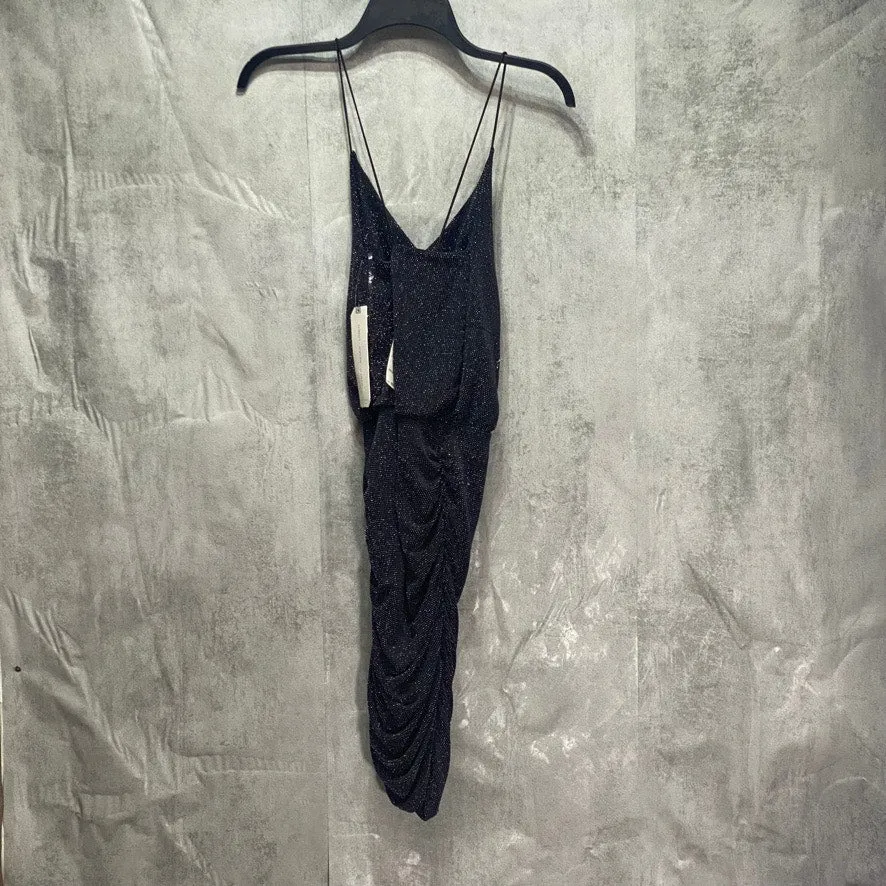 ALMOST FAMOUS Junior's Black Metallic Cowelneck Bodycon Pullover Mini Dress SZ XS (00-1/2)