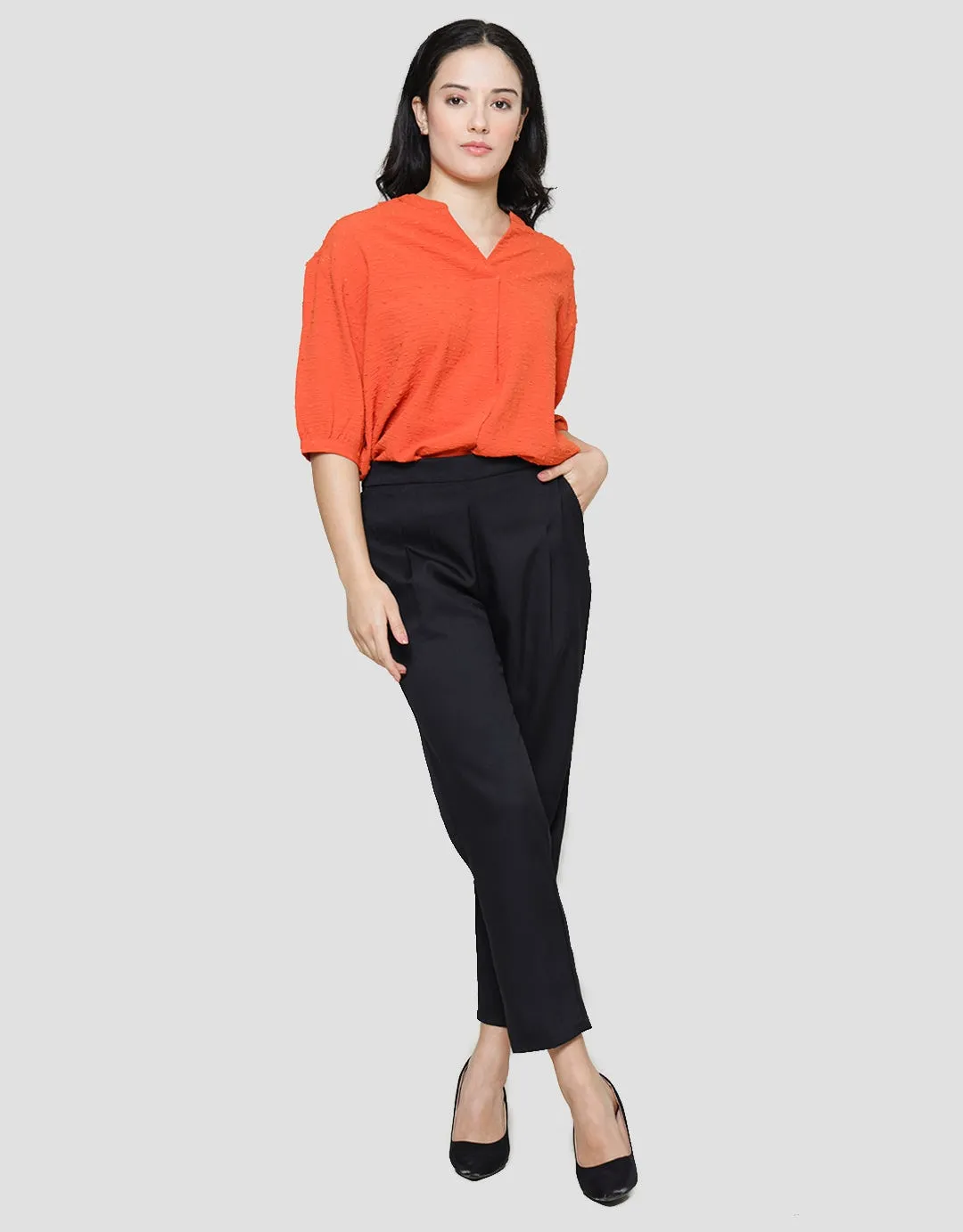 Anyday Solid Color With Zipper Celana Panjang Wanita