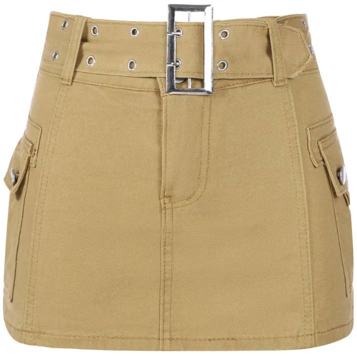 Belted Low Waist Micro Skirt