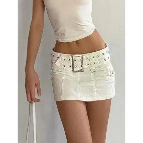 Belted Low Waist Micro Skirt