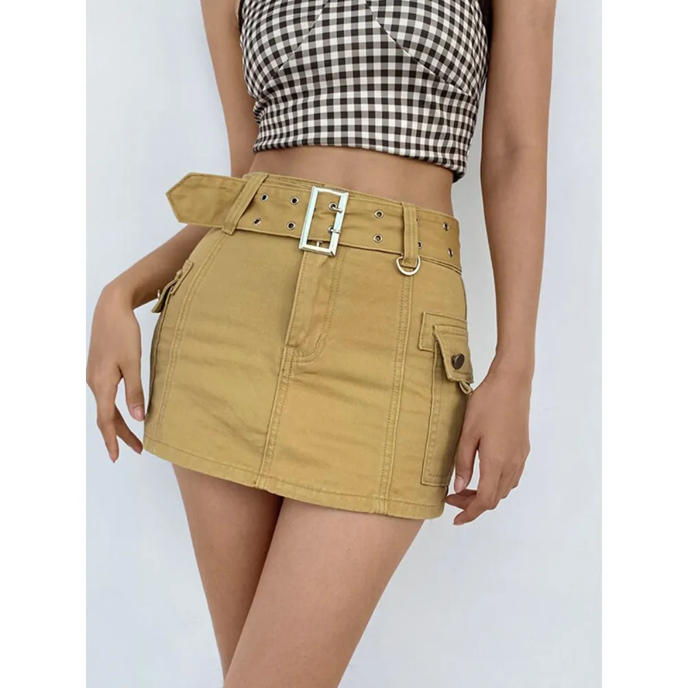 Belted Low Waist Micro Skirt