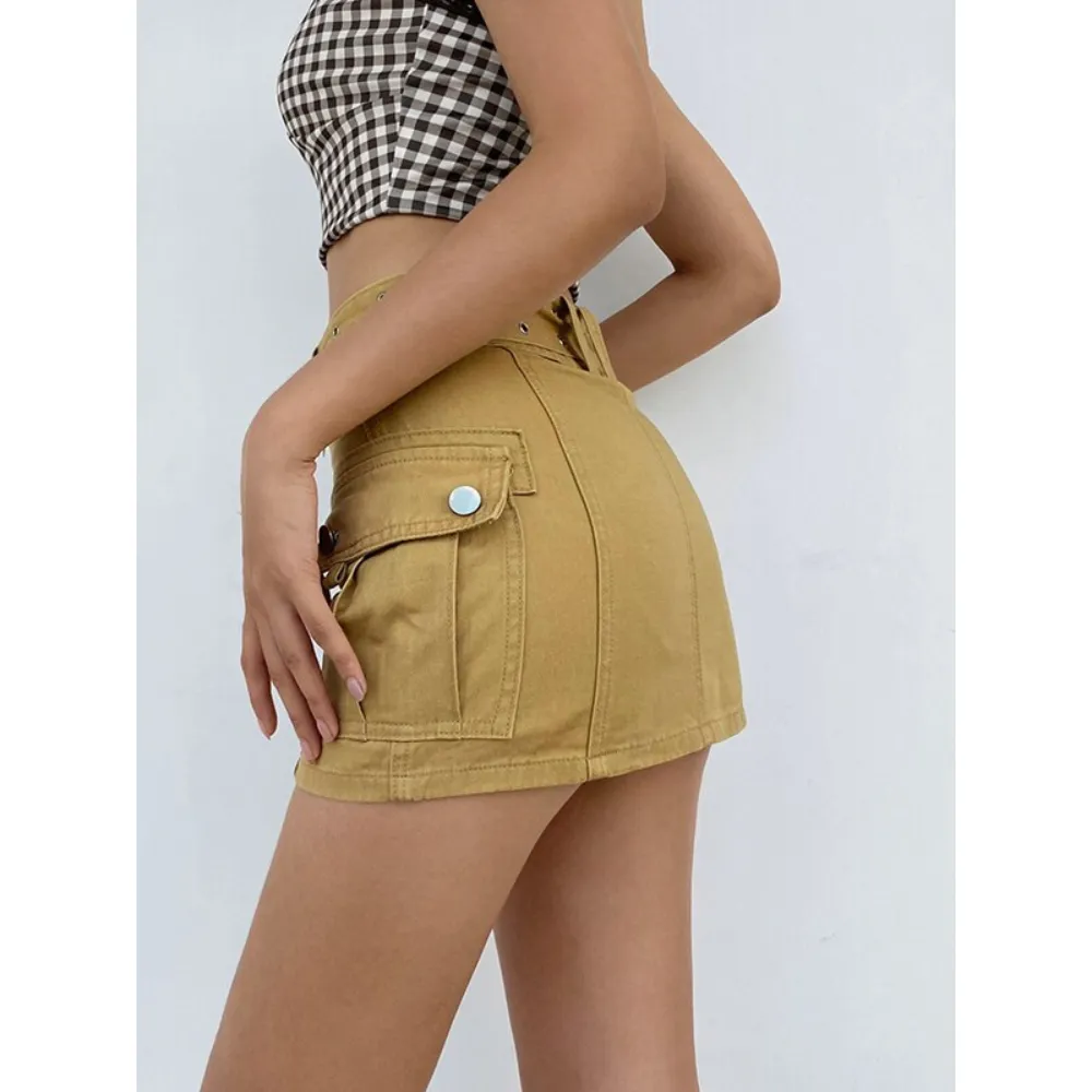 Belted Low Waist Micro Skirt