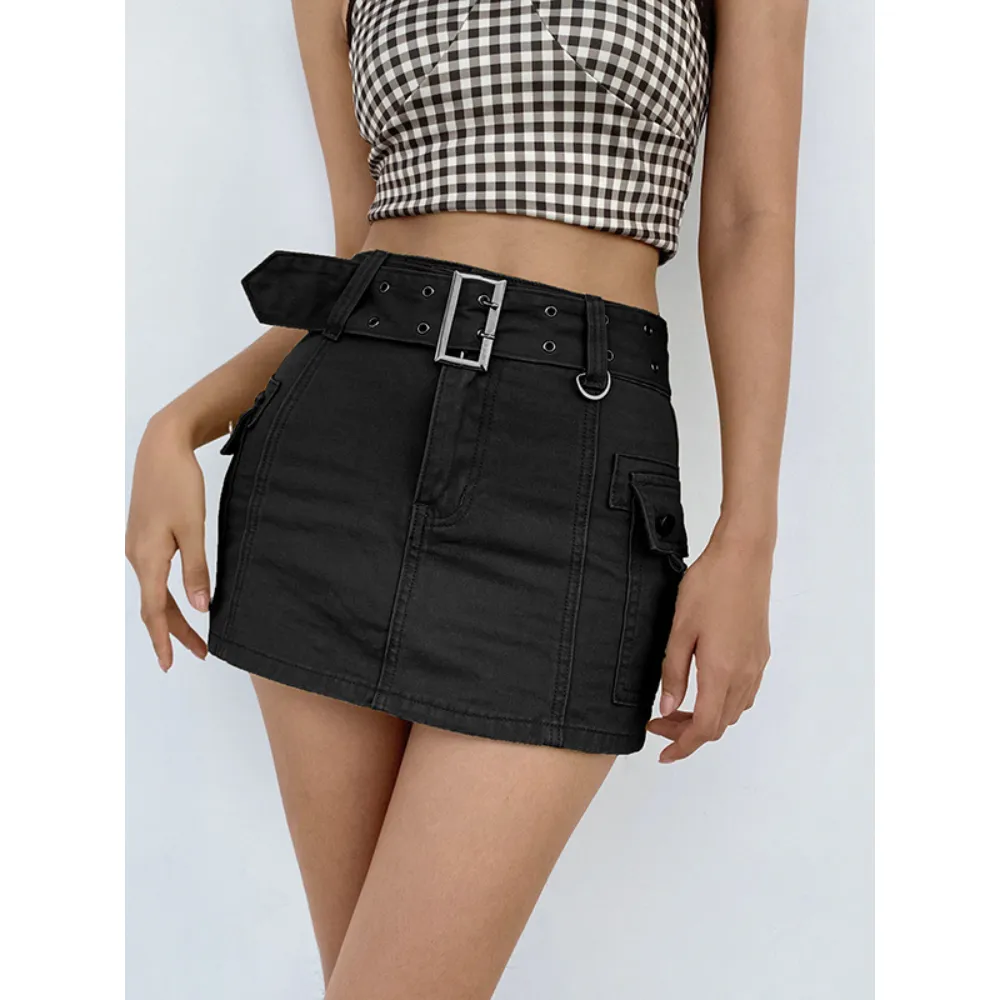 Belted Low Waist Micro Skirt