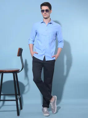 Black Straight Printed Chinos Trousers