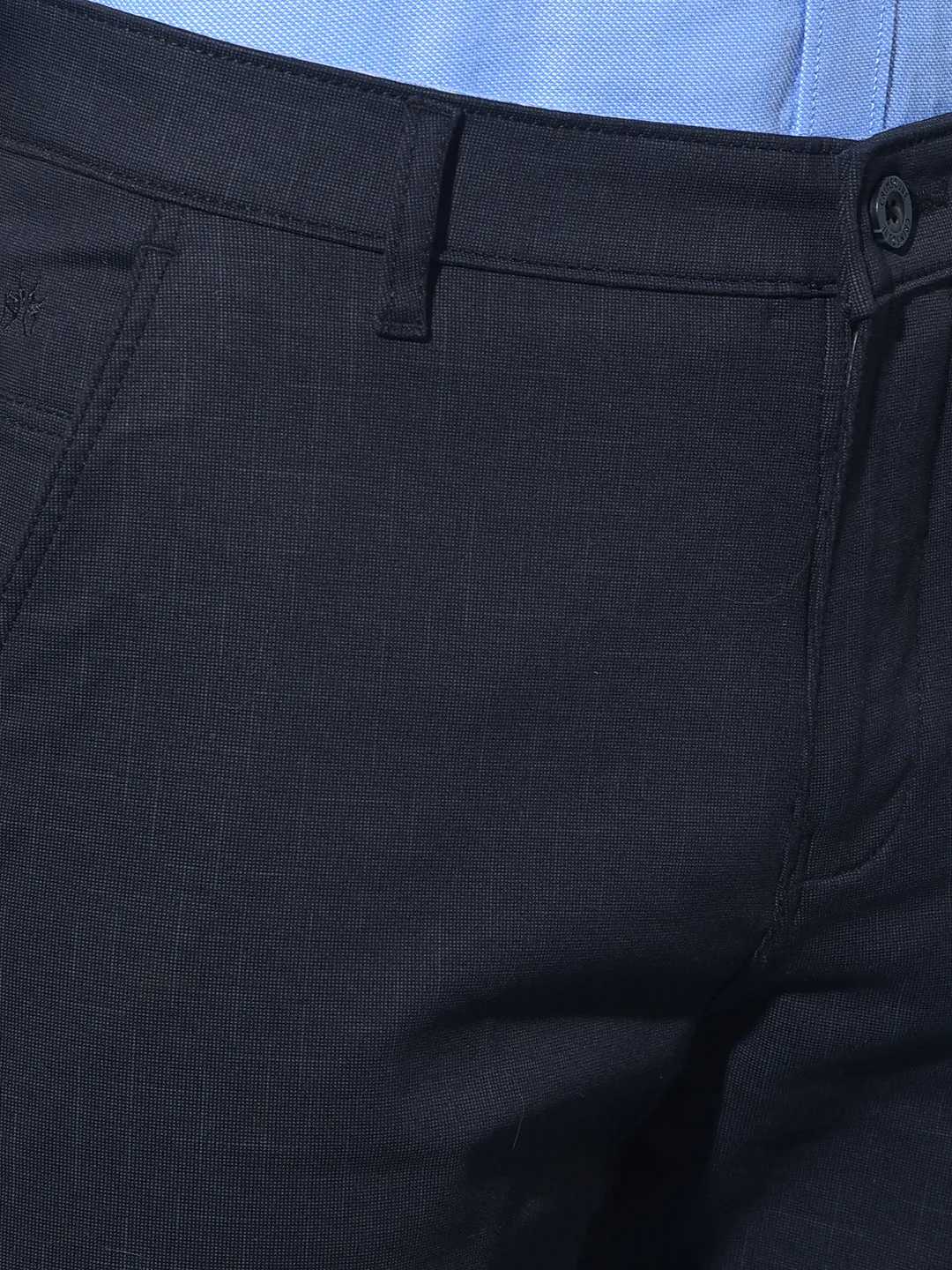 Black Straight Printed Chinos Trousers