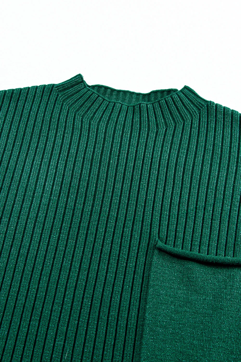 Blackish Green Ruby Patch Pocket Ribbed Knit Short Sleeve Sweater Dress