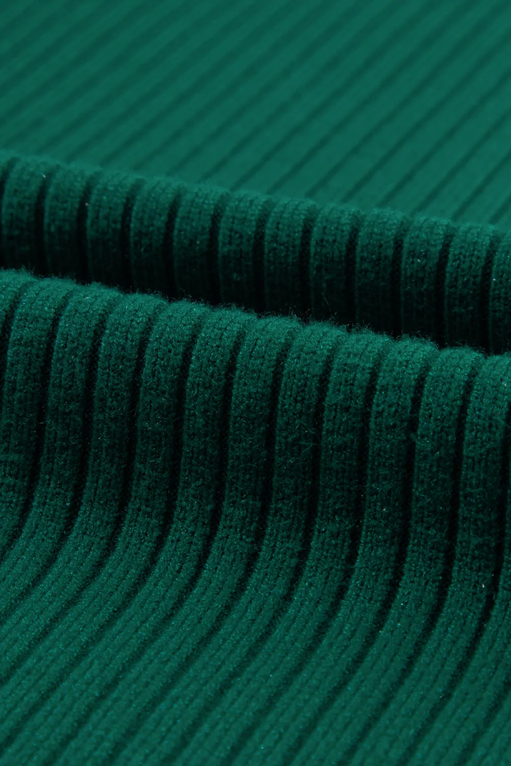 Blackish Green Ruby Patch Pocket Ribbed Knit Short Sleeve Sweater Dress