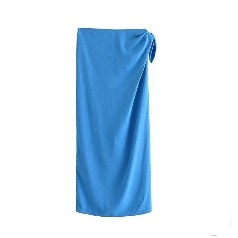 BLUE KNOTS SPLIT LOOSE HIGH WAIST SKIRT