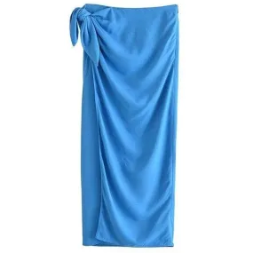 BLUE KNOTS SPLIT LOOSE HIGH WAIST SKIRT