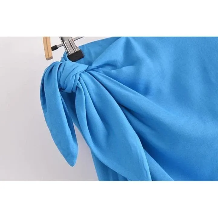 BLUE KNOTS SPLIT LOOSE HIGH WAIST SKIRT