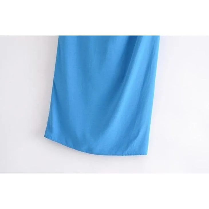 BLUE KNOTS SPLIT LOOSE HIGH WAIST SKIRT