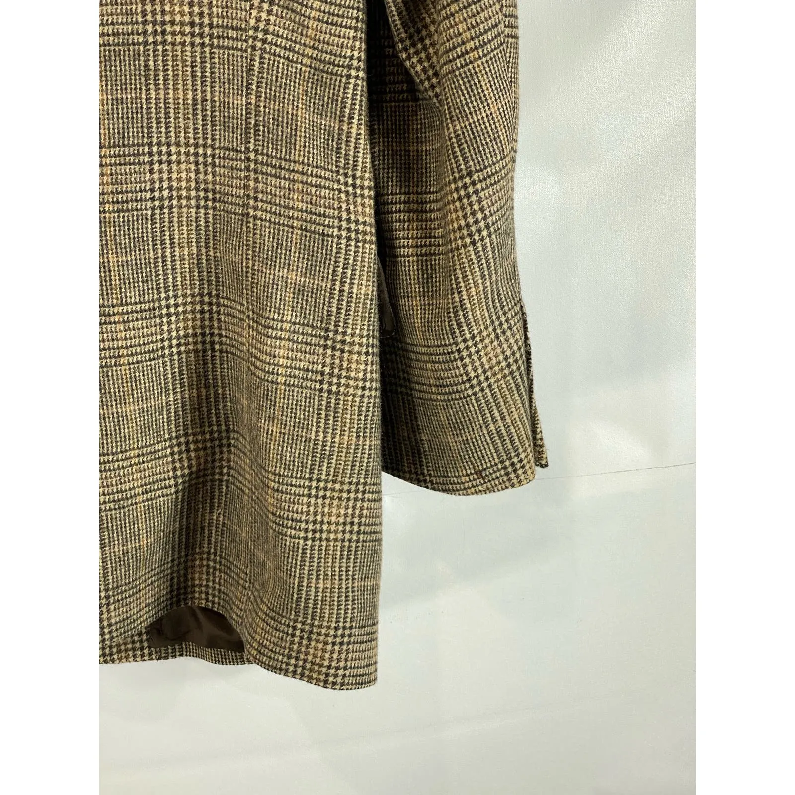 BROOKS BROTHERS Men's Tan Plaid Camel Hair Two-Button Blazer SZ 42R