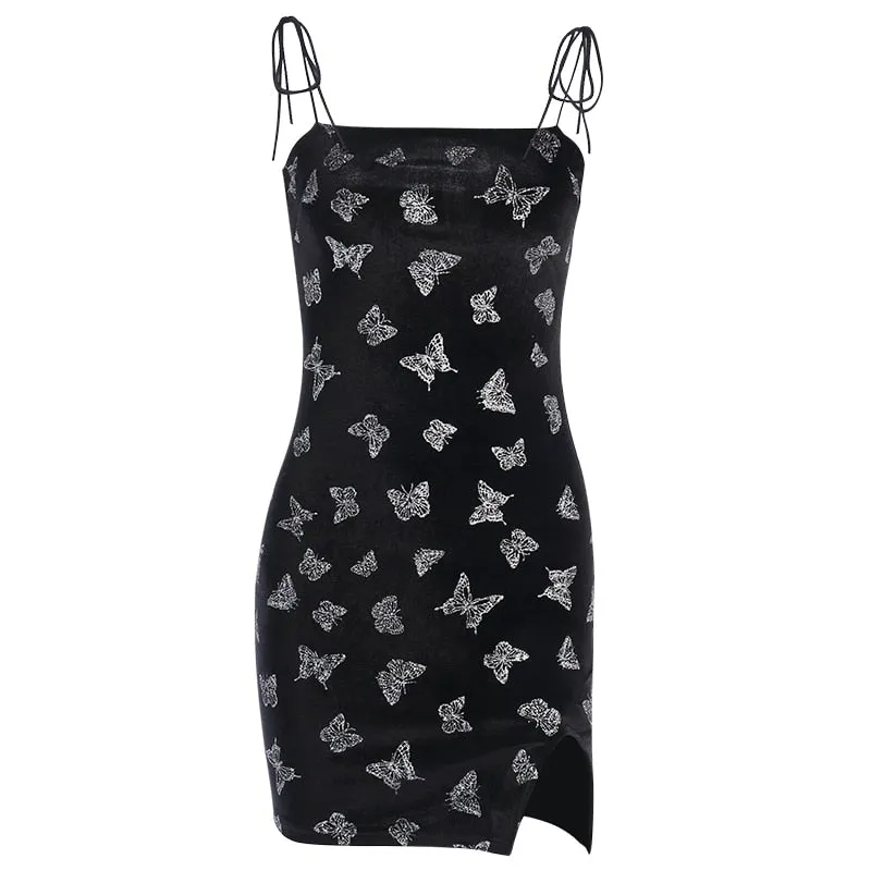 Butterfly Effect Side Split Velvet Bodycon Dress