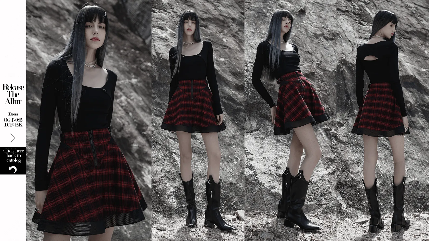 Chic Plaid Mesh Stitch Skirt with Sun-Hem Detail