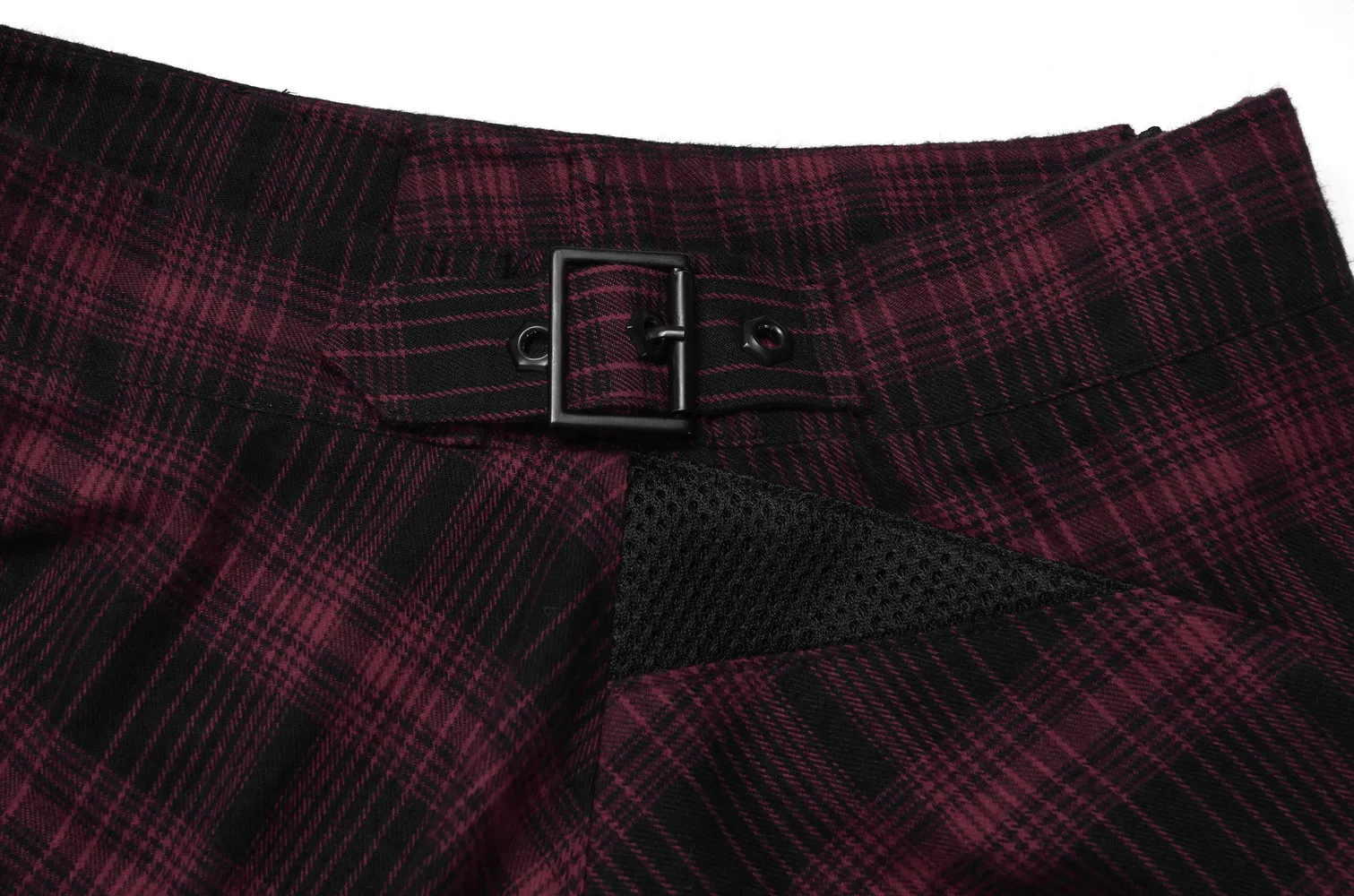 Chic Plaid Mesh Stitch Skirt with Sun-Hem Detail