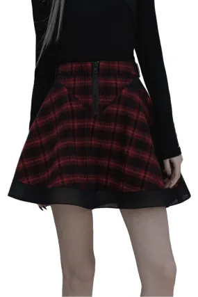 Chic Plaid Mesh Stitch Skirt with Sun-Hem Detail