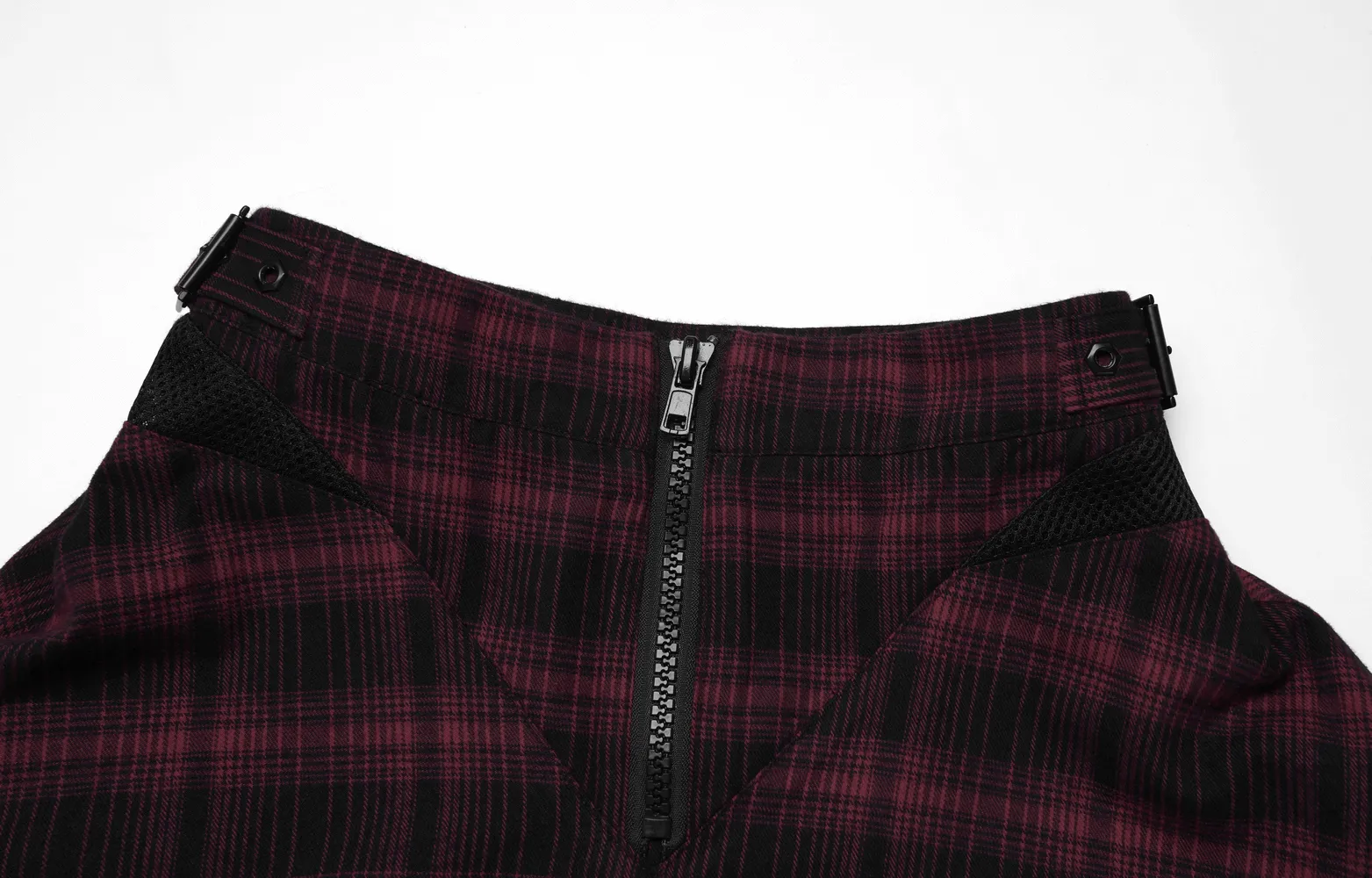 Chic Plaid Mesh Stitch Skirt with Sun-Hem Detail