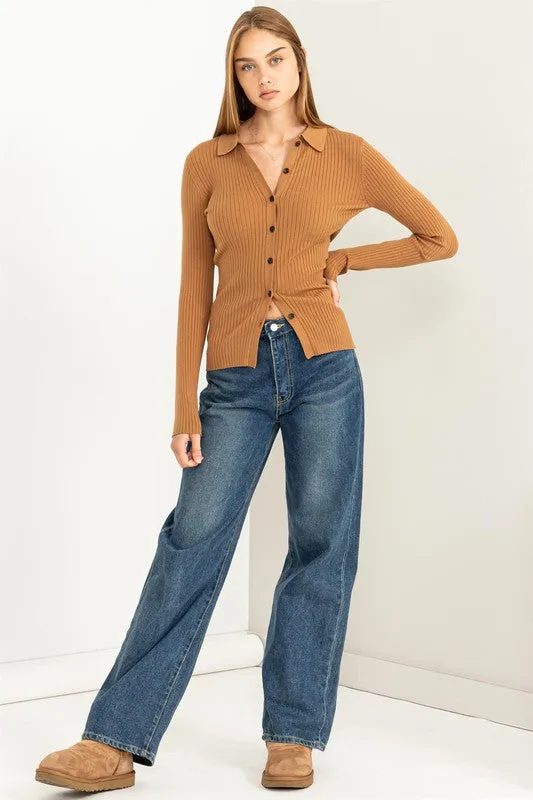 Collared Button Up Cardigan
