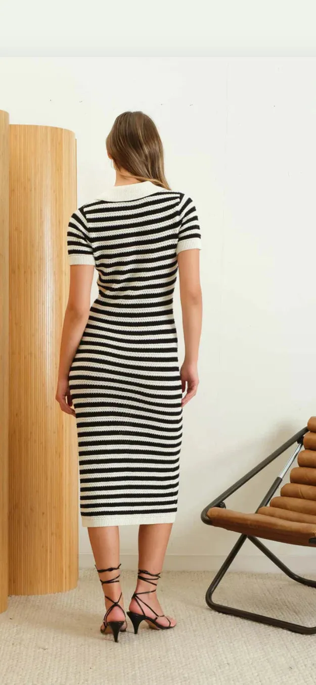 Collared Crochet Knit Dress by Blu Pepper