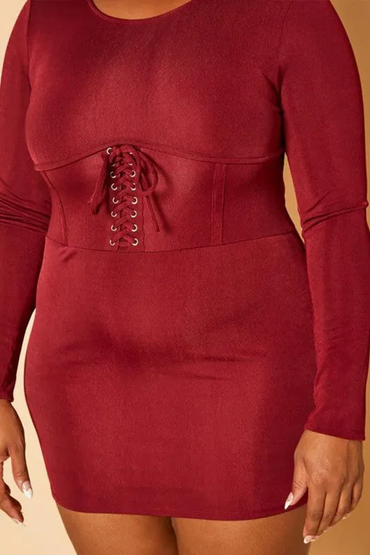 Corset Effect Bodycon Mini Dress - Plus Size