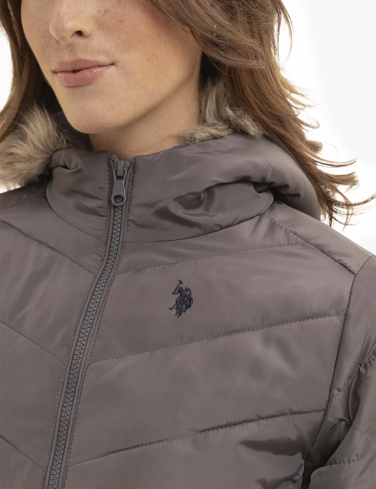 COZY FAUX FUR HOOEDED PUFFER JACKET