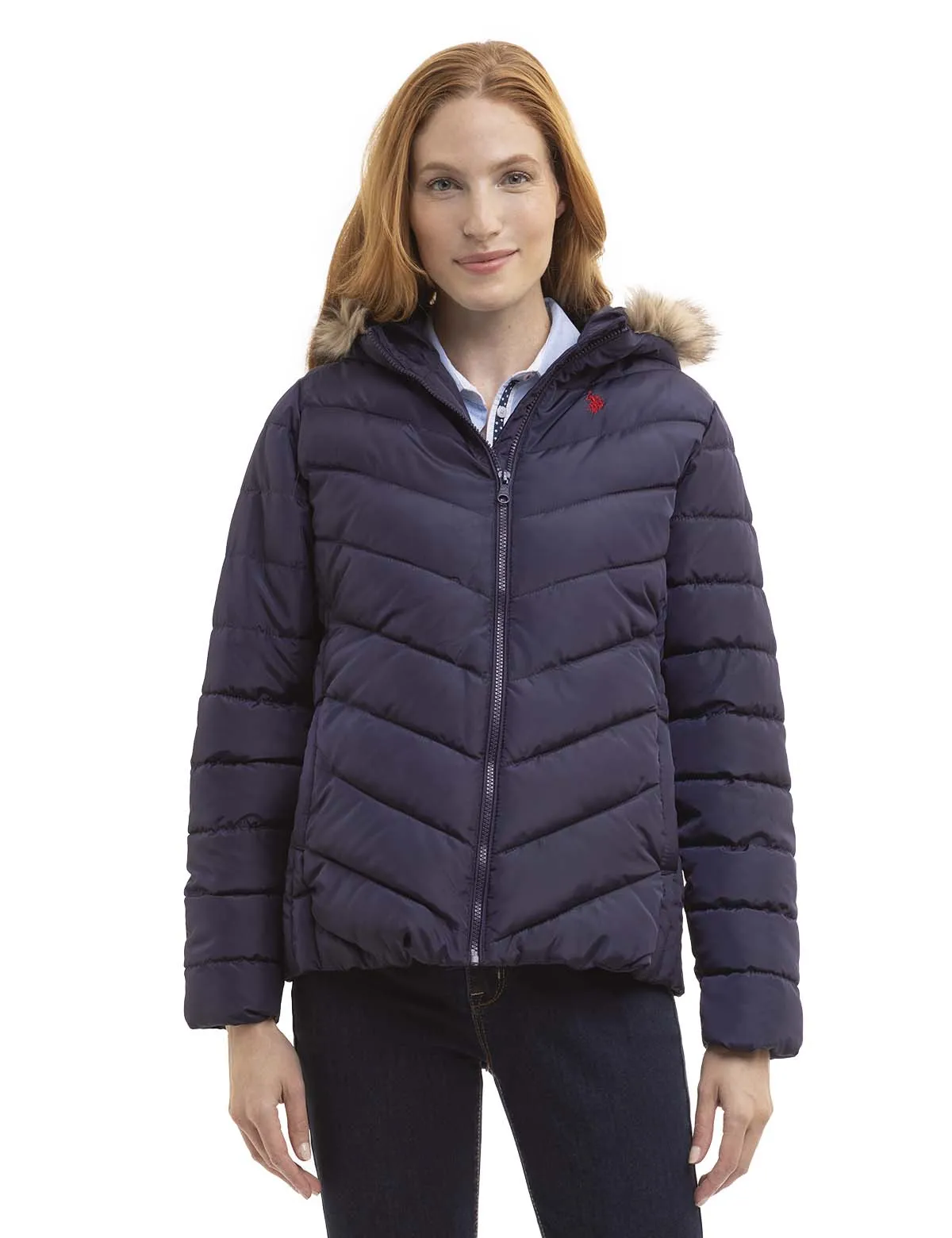 COZY FAUX FUR HOOEDED PUFFER JACKET