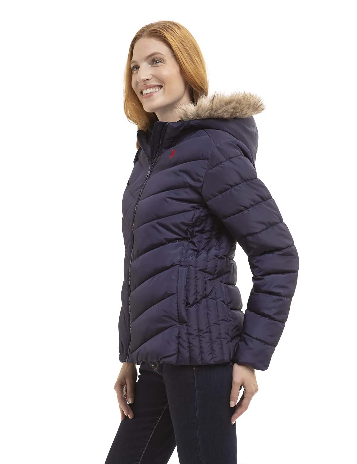 COZY FAUX FUR HOOEDED PUFFER JACKET