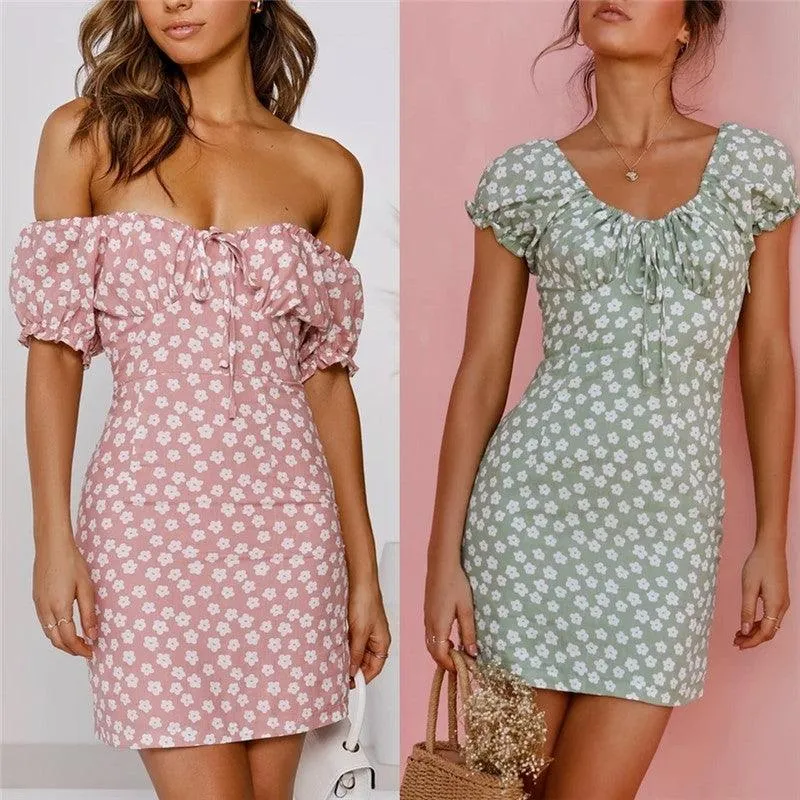 Cute Vestidos Print Ladies Bodycon Boho Women Dresses Party