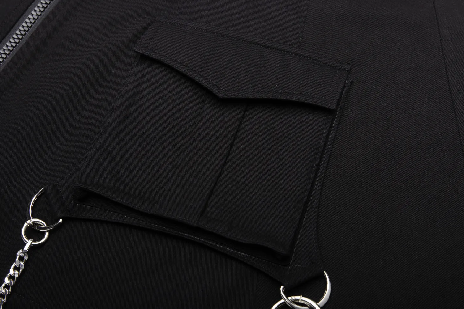 Cyber Cat A-line Denim Skirt with Chains and Belt