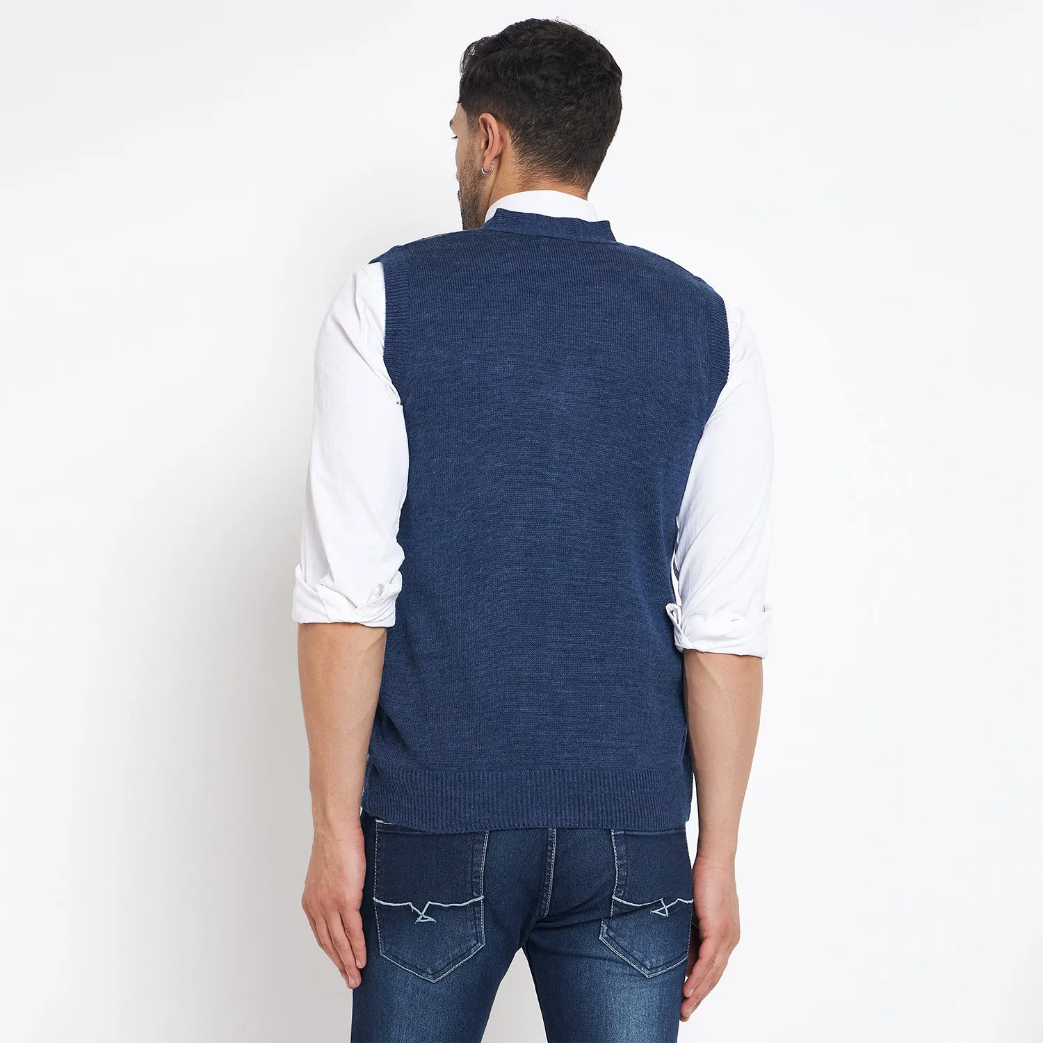 Duke Stardust Men Sleeveless V Neck Cardigan (SDS2166B)