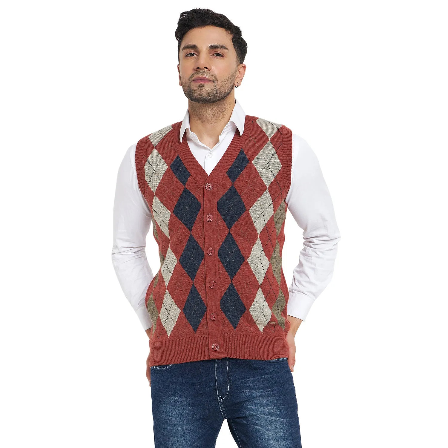 Duke Stardust Men Sleeveless V Neck Cardigan (SDS2166B)