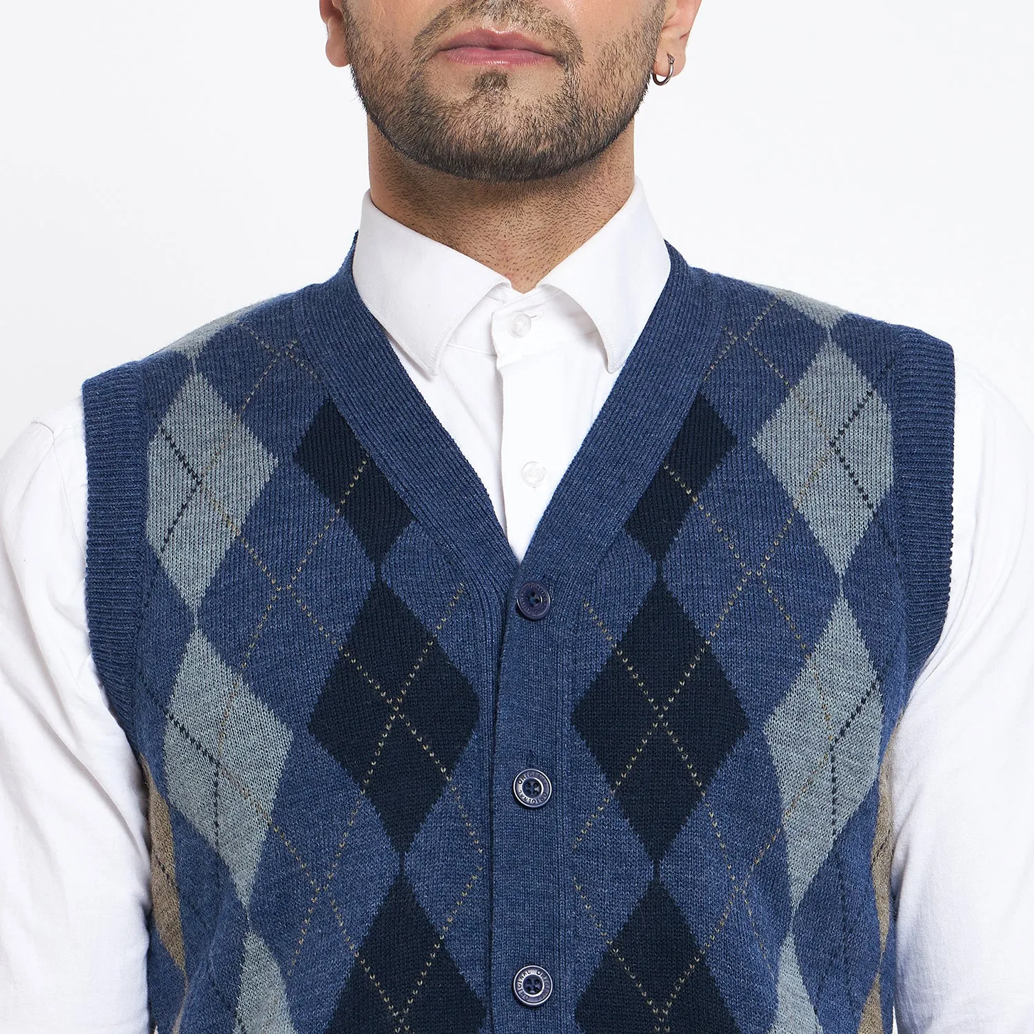 Duke Stardust Men Sleeveless V Neck Cardigan (SDS2166B)