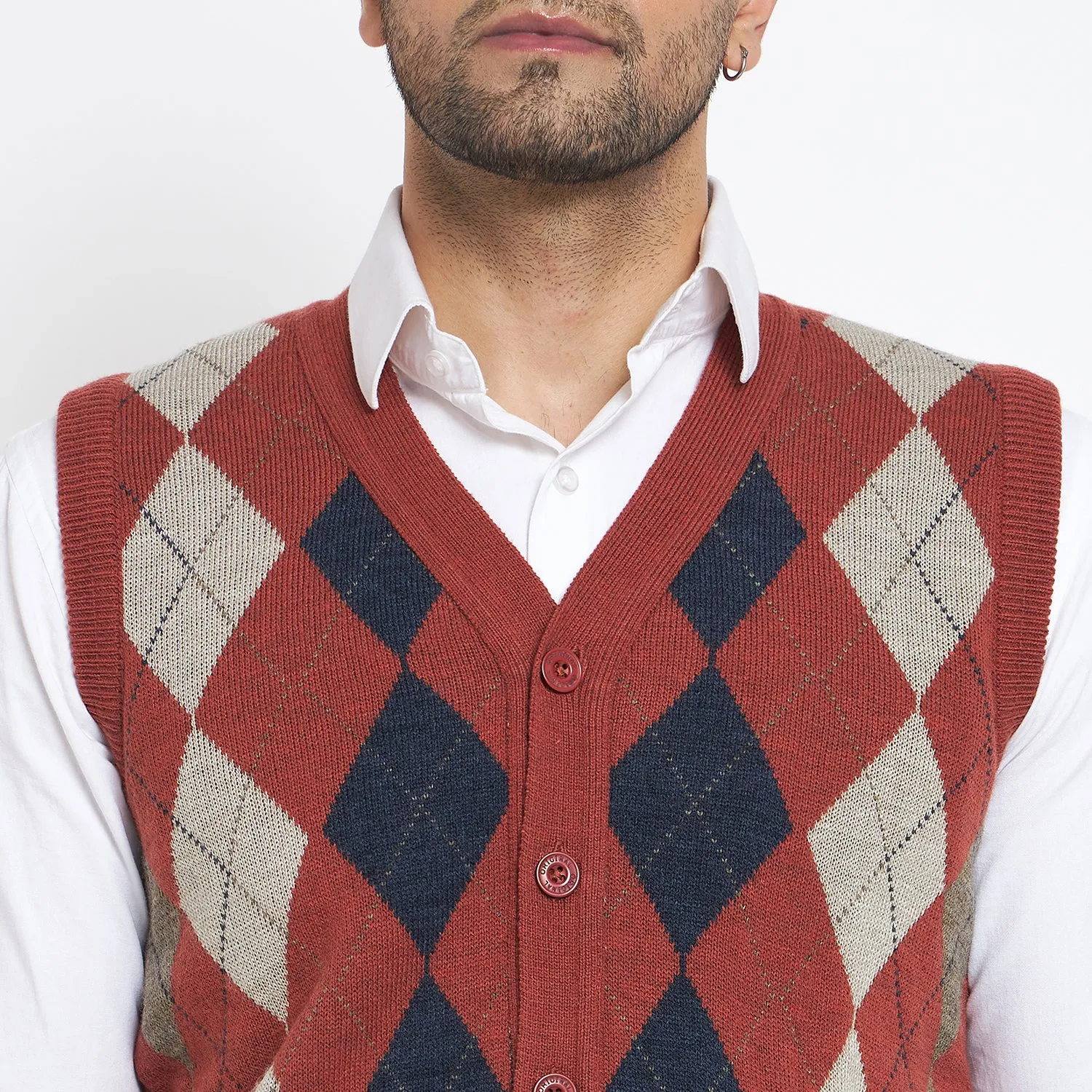 Duke Stardust Men Sleeveless V Neck Cardigan (SDS2166B)