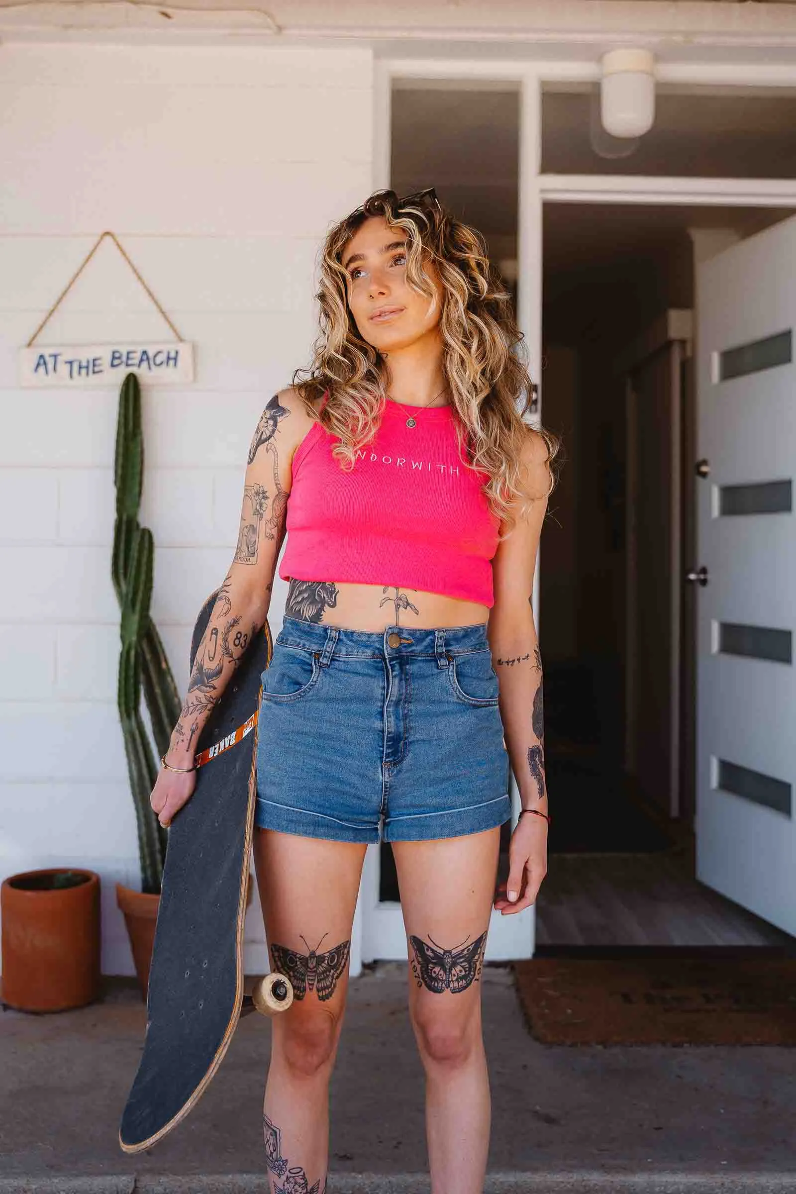 Family Ribbed Crop Tank Fuchsia