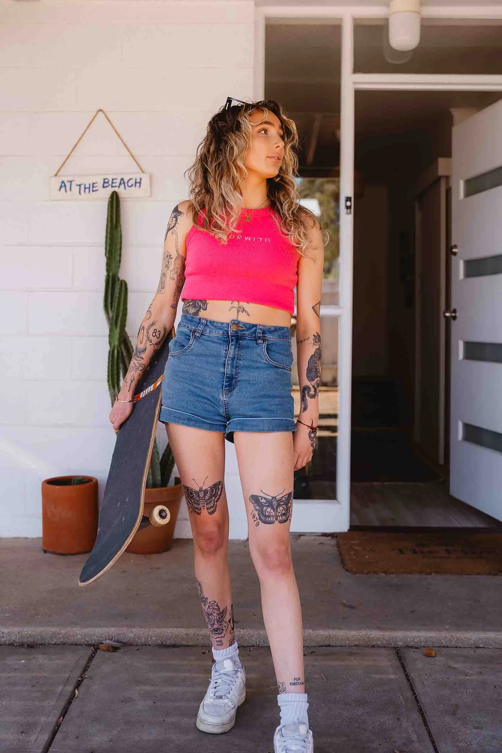 Family Ribbed Crop Tank Fuchsia