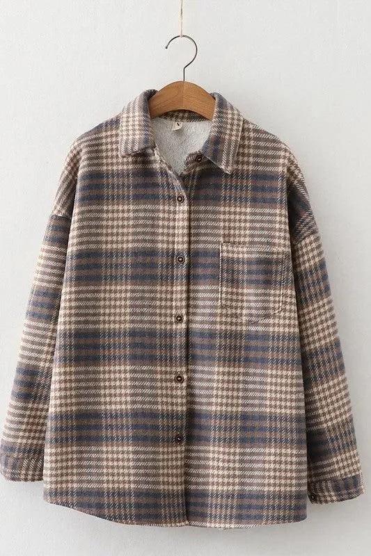 FLEECE INNER WINTER WARM PLAID SHIRT FOR WOMEN