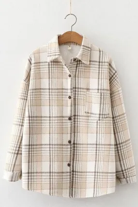 FLEECE INNER WINTER WARM PLAID SHIRT FOR WOMEN