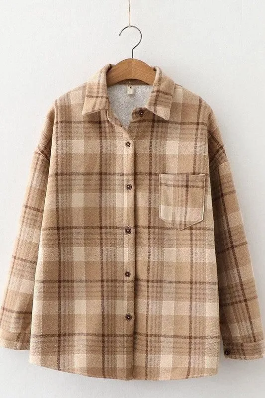 FLEECE INNER WINTER WARM PLAID SHIRT FOR WOMEN