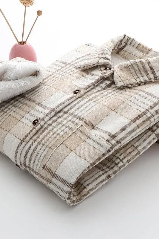 FLEECE INNER WINTER WARM PLAID SHIRT FOR WOMEN