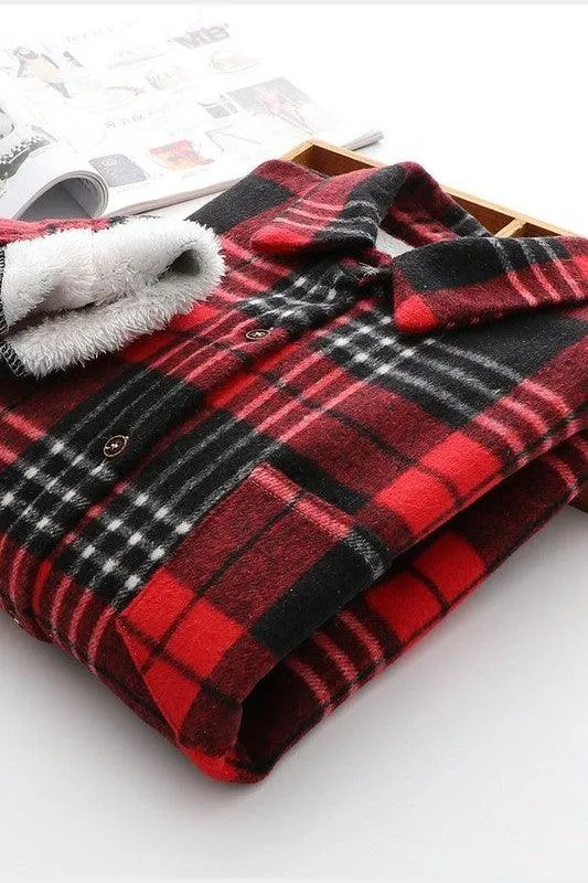 FLEECE INNER WINTER WARM PLAID SHIRT FOR WOMEN