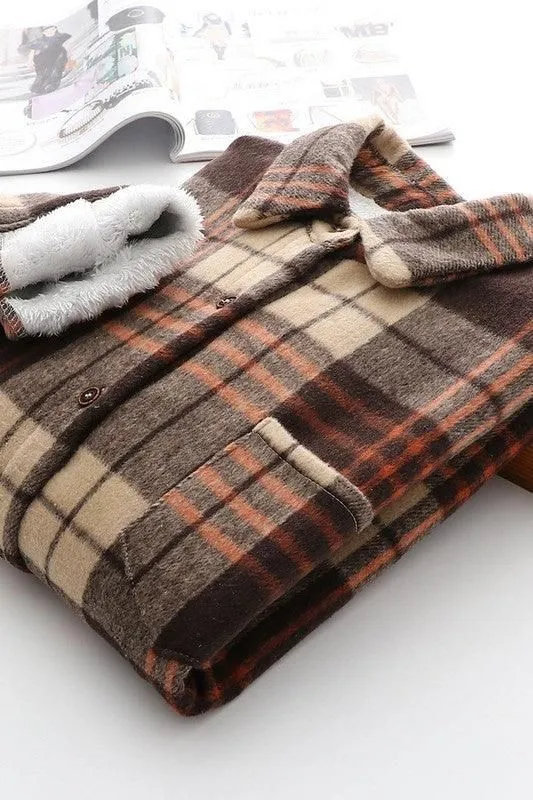 FLEECE INNER WINTER WARM PLAID SHIRT FOR WOMEN