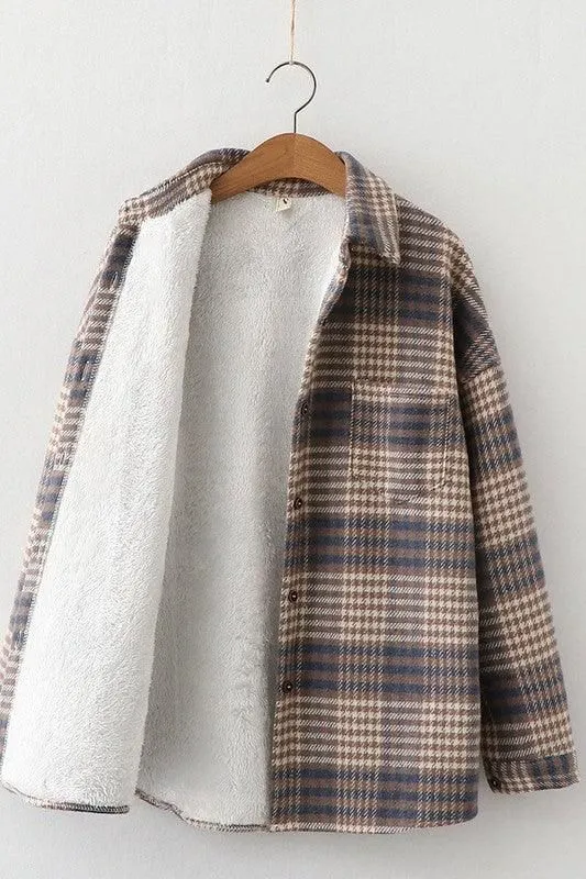 FLEECE INNER WINTER WARM PLAID SHIRT FOR WOMEN