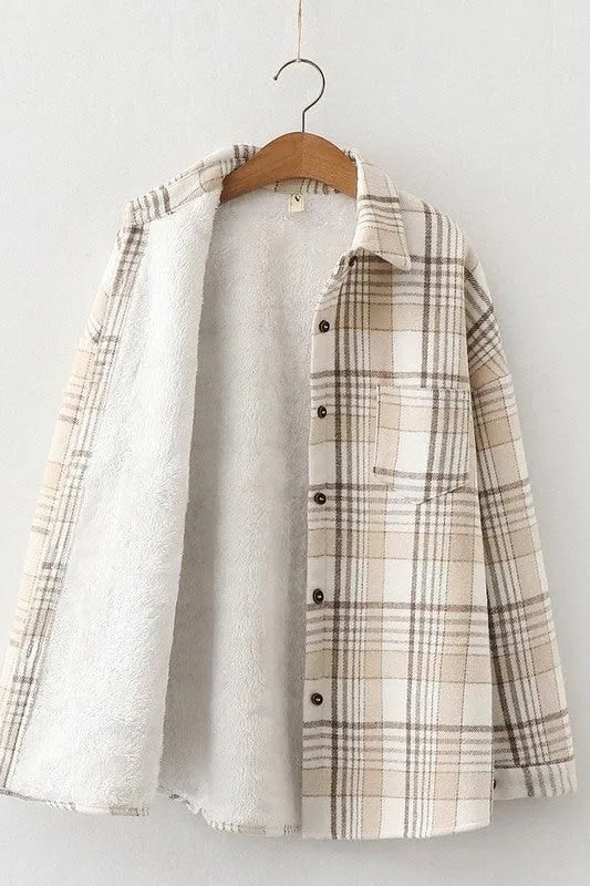 FLEECE INNER WINTER WARM PLAID SHIRT FOR WOMEN