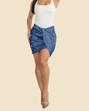 FRONT TWIST STUDS SKIRT