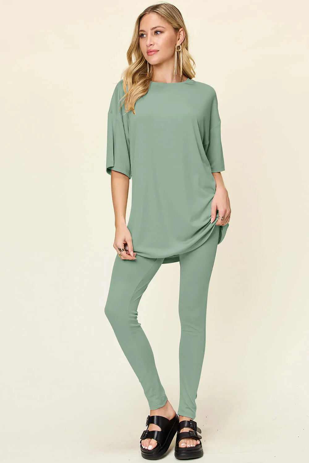 Full Size T-Shirt Leggings Set - Stylish Comfort Wear