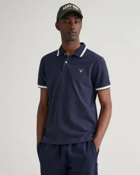 Gant Apparel Mens HERRINGBONE TIPPING PIQUE 433/EVENING BLUE