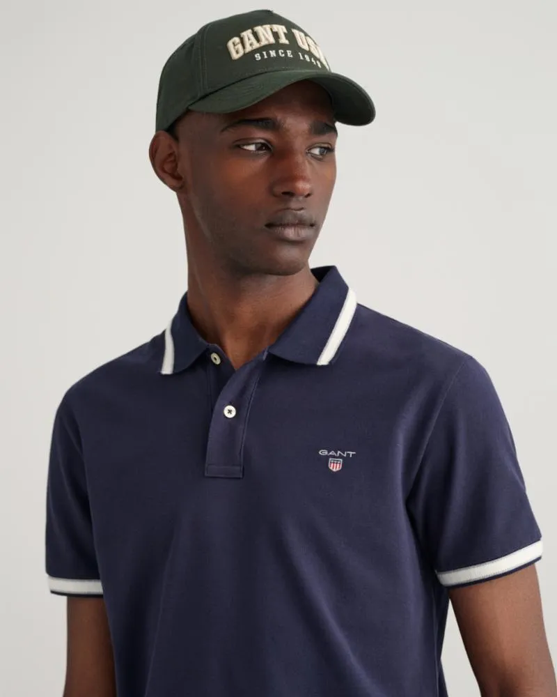 Gant Apparel Mens HERRINGBONE TIPPING PIQUE 433/EVENING BLUE